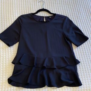 Ann Taylor elbow sleeve ruffle dress shirt